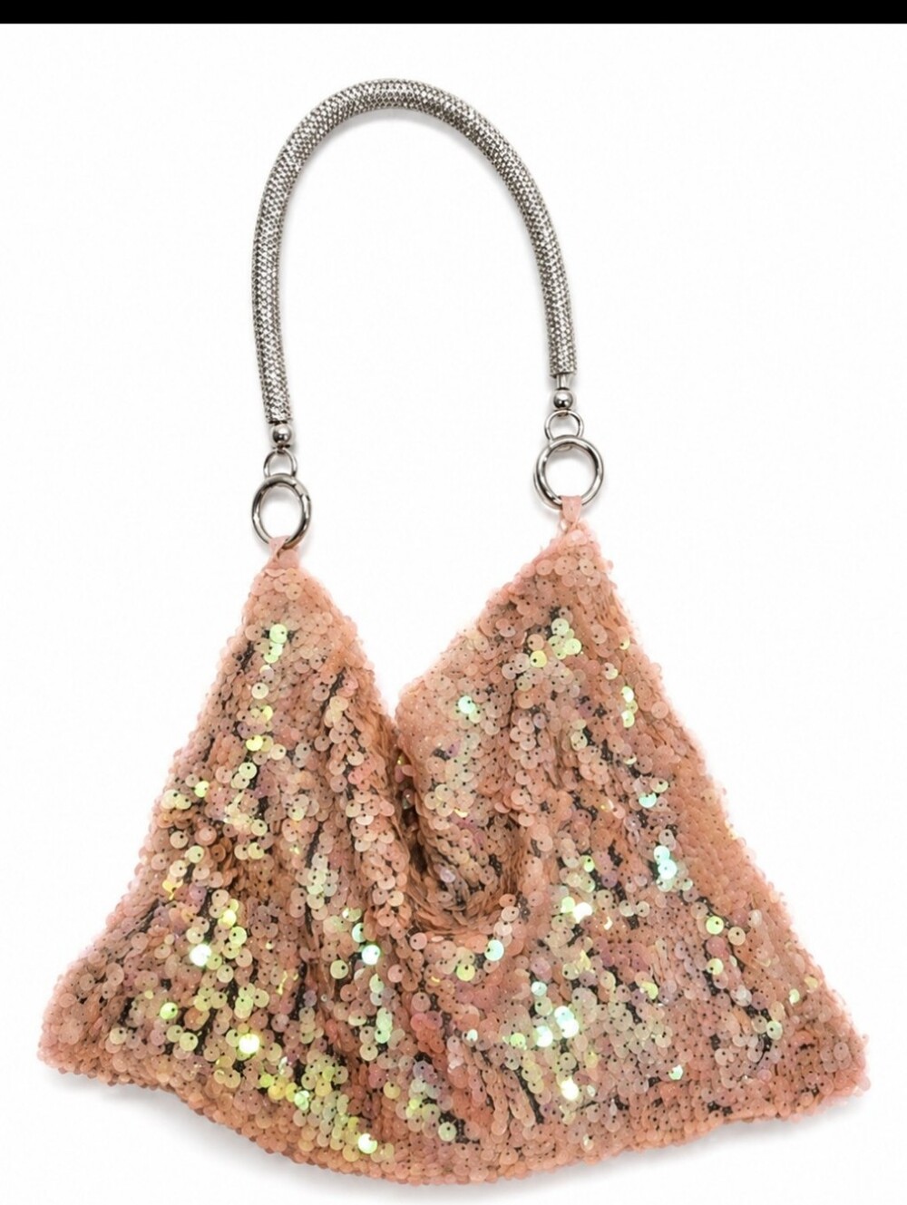 Sequin Pink Assymetrical Evening Shoulder Bag